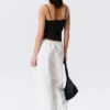 Loose Fit Low Waist Washed Trousers – White Loose Fit Low Waist Washed Trousers – White