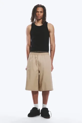 Loose Fit Mid Rise Chino Shorts – Beige