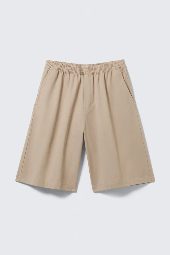 Loose Fit Mid Rise Chino Shorts – Beige Loose Fit Mid Rise Chino Shorts – Beige