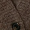 Loose Fit Mohair Blend V-Neck Cardigan – Dark Brown Melange Loose Fit Mohair Blend V-Neck Cardigan – Dark Brown Melange