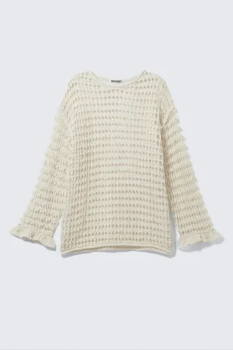 Loose Fit Open-Knit Sweater – Off-White
