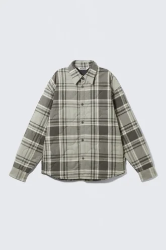 Loose Fit Padded Jacket – Grey Checked