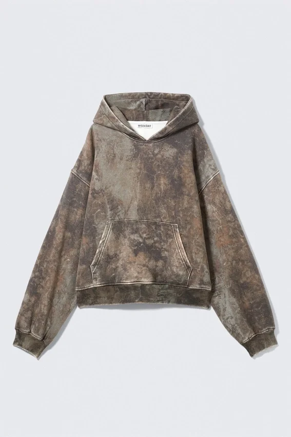 Loose Fit Printed Hoodie – Khaki Green Forest Loose Fit Printed Hoodie – Khaki Green Forest