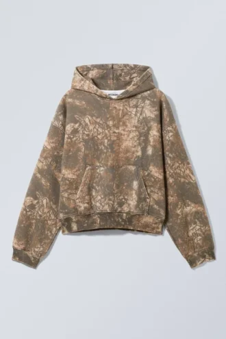Loose Fit Printed Hoodie – Khaki – Woodland