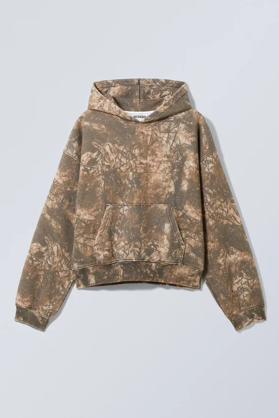Loose Fit Printed Hoodie – Khaki – Woodland Loose Fit Printed Hoodie – Khaki – Woodland