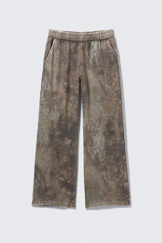 Loose Fit Printed Sweatpants – Khaki Green – Textured Forest Loose Fit Printed Sweatpants – Khaki Green – Textured Forest