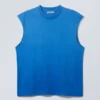 Loose Fit Raw Hem Square Tank Top – Sun-Faded Blue Loose Fit Raw Hem Square Tank Top – Sun-Faded Blue