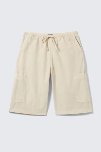 Loose Fit Ripstop Cargo Shorts – Light Beige