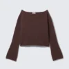 Loose Fit Rolled Hem Sweater – Dark Brown Loose Fit Rolled Hem Sweater – Dark Brown