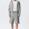 Loose Fit Scuba Shorts – Grey Melange Loose Fit Scuba Shorts – Grey Melange