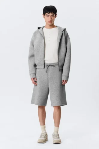 Loose Fit Scuba Shorts – Grey Melange