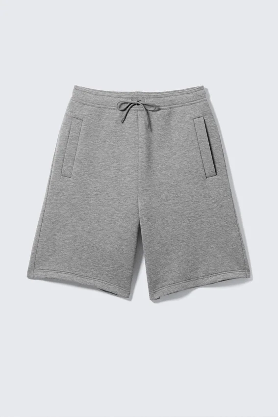 Loose Fit Scuba Shorts – Grey Melange Loose Fit Scuba Shorts – Grey Melange