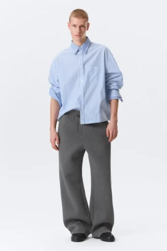 Loose Fit Scuba Sweatpants – Dark Grey Melange