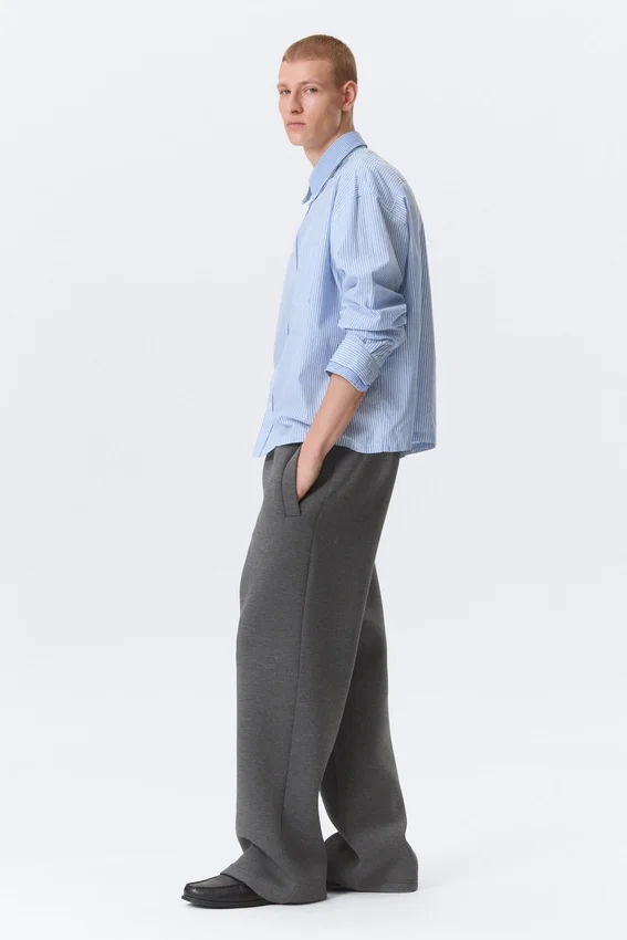 Loose Fit Scuba Sweatpants – Dark Grey Melange Loose Fit Scuba Sweatpants – Dark Grey Melange