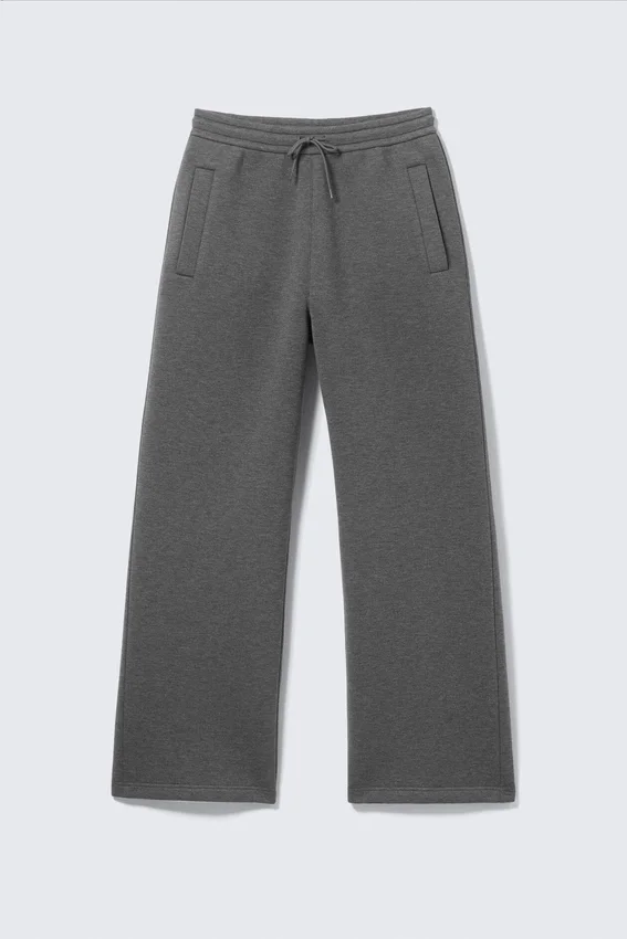 Loose Fit Scuba Sweatpants – Dark Grey Melange Loose Fit Scuba Sweatpants – Dark Grey Melange