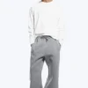 Loose Fit Scuba Sweatpants – Grey Melange Loose Fit Scuba Sweatpants – Grey Melange