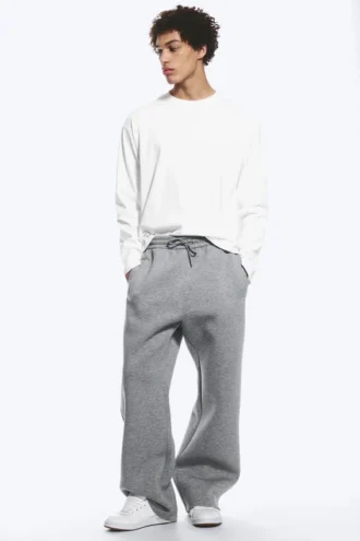 Loose Fit Scuba Sweatpants – Grey Melange