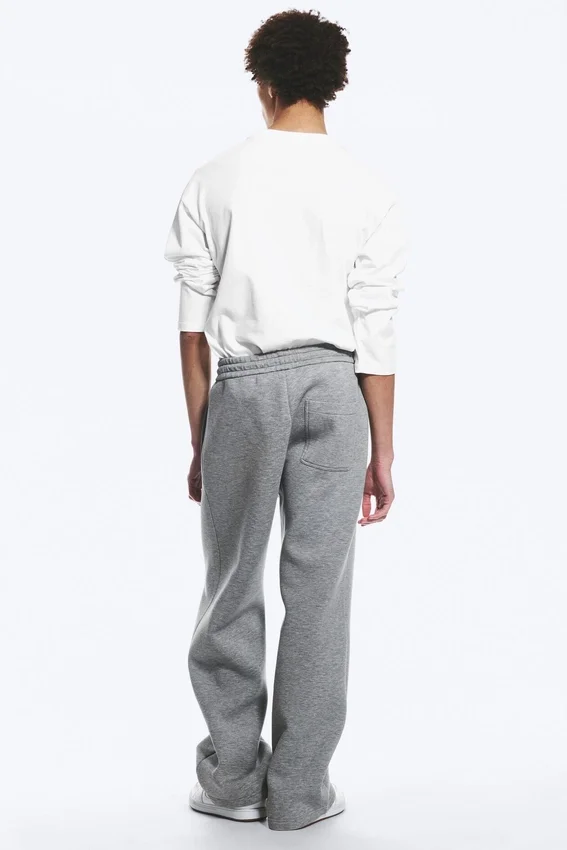 Loose Fit Scuba Sweatpants – Grey Melange Loose Fit Scuba Sweatpants – Grey Melange