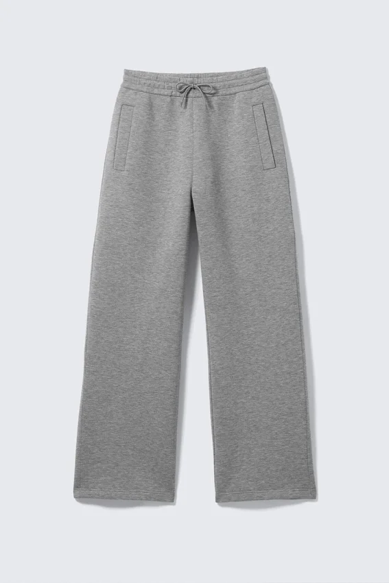 Loose Fit Scuba Sweatpants – Grey Melange Loose Fit Scuba Sweatpants – Grey Melange