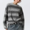 Loose Fit Space-Dyed Knitted Sweater – Grey Melange Loose Fit Space-Dyed Knitted Sweater – Grey Melange