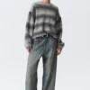Loose Fit Space-Dyed Knitted Sweater – Grey Melange Loose Fit Space-Dyed Knitted Sweater – Grey Melange