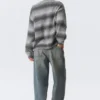 Loose Fit Space-Dyed Knitted Sweater – Grey Melange Loose Fit Space-Dyed Knitted Sweater – Grey Melange