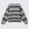 Loose Fit Space-Dyed Knitted Sweater – Grey Melange Loose Fit Space-Dyed Knitted Sweater – Grey Melange