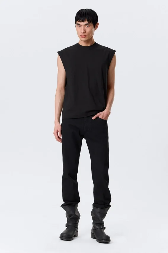 Loose Fit Square Cotton Tank Top – Black Loose Fit Square Cotton Tank Top – Black