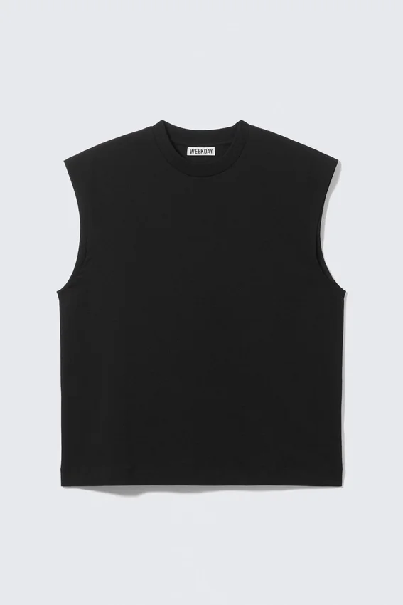 Loose Fit Square Cotton Tank Top – Black Loose Fit Square Cotton Tank Top – Black