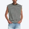 Loose Fit Square Cotton Tank Top – Grey/Black Stripe Loose Fit Square Cotton Tank Top – Grey/Black Stripe