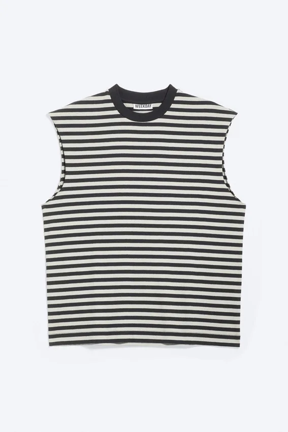Loose Fit Square Cotton Tank Top – Grey/Black Stripe Loose Fit Square Cotton Tank Top – Grey/Black Stripe