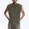 Loose Fit Square Cotton Tank Top – Washed Dark Khaki Green Loose Fit Square Cotton Tank Top – Washed Dark Khaki Green