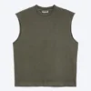 Loose Fit Square Cotton Tank Top – Washed Dark Khaki Green Loose Fit Square Cotton Tank Top – Washed Dark Khaki Green