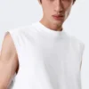 Loose Fit Square Cotton Tank Top – White Loose Fit Square Cotton Tank Top – White