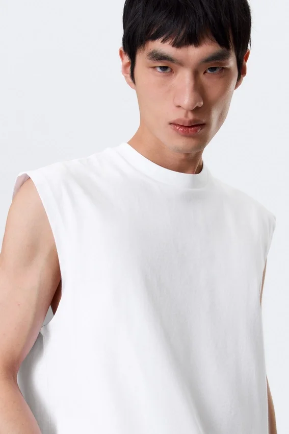 Loose Fit Square Cotton Tank Top – White Loose Fit Square Cotton Tank Top – White