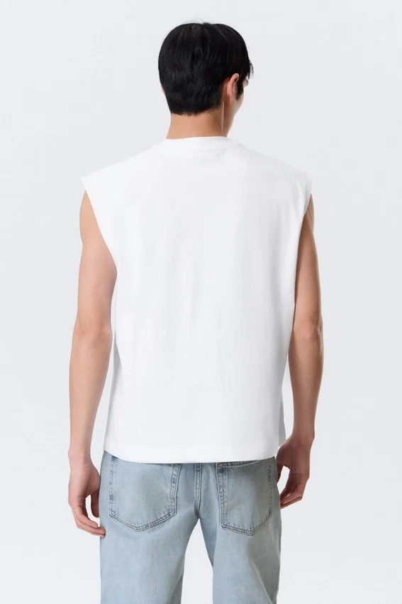 Loose Fit Square Cotton Tank Top – White Loose Fit Square Cotton Tank Top – White