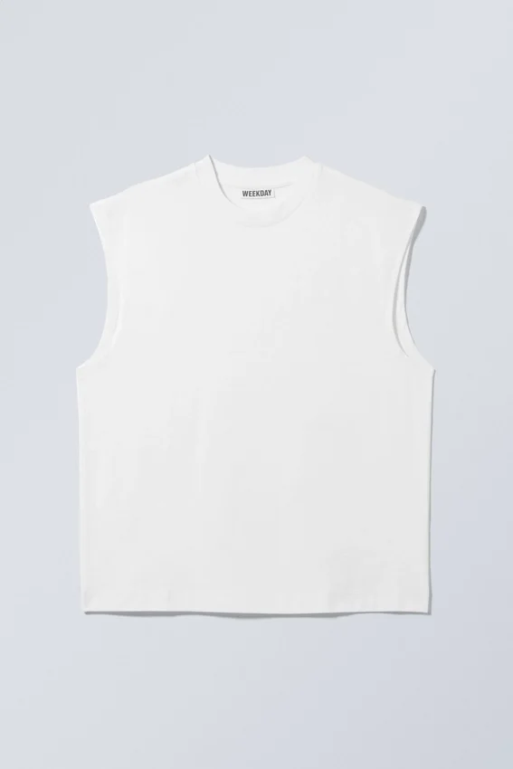 Loose Fit Square Cotton Tank Top – White Loose Fit Square Cotton Tank Top – White
