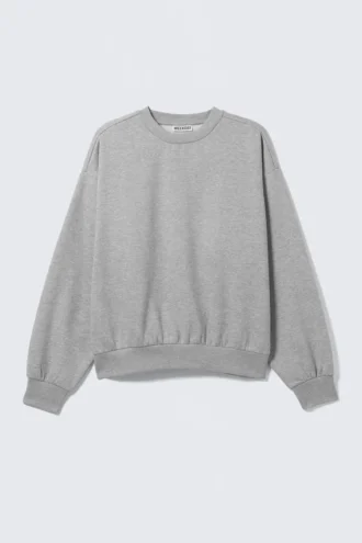 Loose Fit Sweatshirt – Grey Melange Loose Fit Sweatshirt – Grey Melange