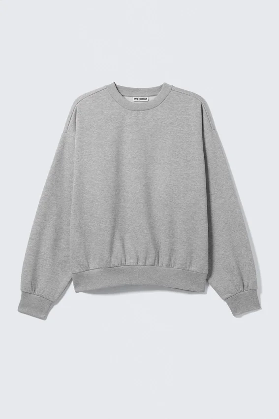Loose Fit Sweatshirt – Grey Melange Loose Fit Sweatshirt – Grey Melange