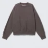 Loose Fit Sweatshirt – Washed Dark Brown Loose Fit Sweatshirt – Washed Dark Brown