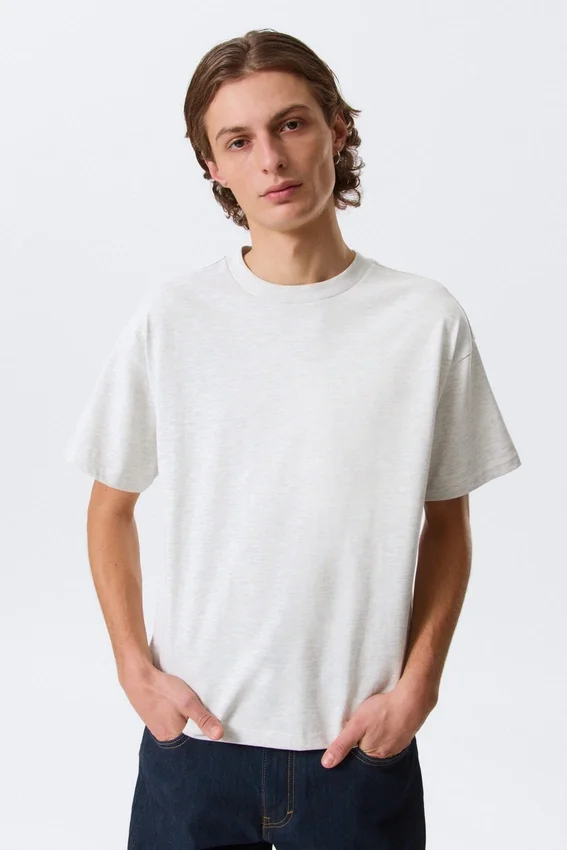 Loose Fit T-Shirt – Light Grey Melange Loose Fit T-Shirt – Light Grey Melange
