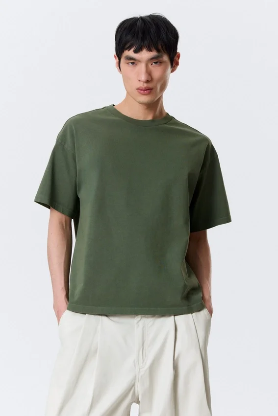 Loose Fit T-Shirt – Washed Dark Green Loose Fit T-Shirt – Washed Dark Green