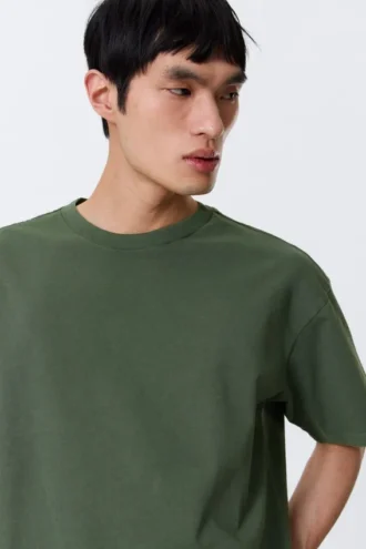 Loose Fit T-Shirt – Washed Dark Green Loose Fit T-Shirt – Washed Dark Green
