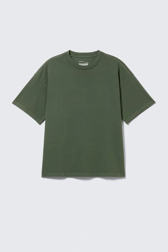 Loose Fit T-Shirt – Washed Dark Green Loose Fit T-Shirt – Washed Dark Green