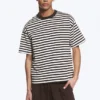 Loose Fit T-Shirt – White & Dark Brown Stripes Loose Fit T-Shirt – White & Dark Brown Stripes