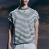 Loose Fit T-Shirt – White – Khaki Stripe Loose Fit T-Shirt – White – Khaki Stripe
