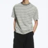 Loose Fit T-Shirt – White – Khaki Stripe Loose Fit T-Shirt – White – Khaki Stripe