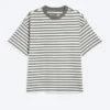 Loose Fit T-Shirt – White – Khaki Stripe Loose Fit T-Shirt – White – Khaki Stripe