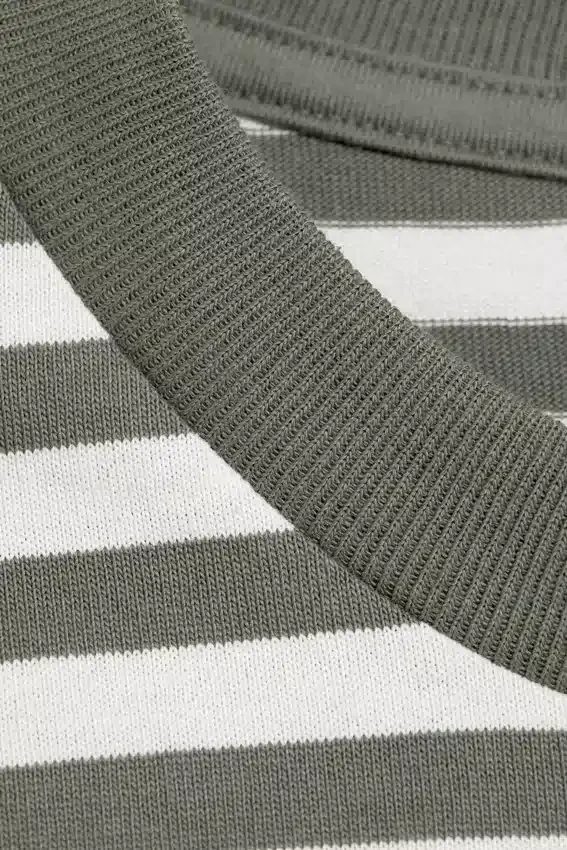 Loose Fit T-Shirt – White – Khaki Stripe Loose Fit T-Shirt – White – Khaki Stripe