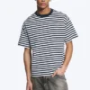 Loose Fit T-Shirt – White – Navy Stripe Loose Fit T-Shirt – White – Navy Stripe